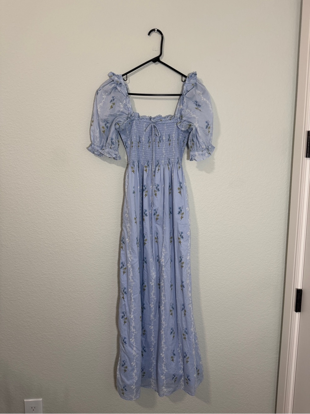 Hill House Scarlett Light Blue Floral Smocked Maxi Nap Dress - Picture 2 of 4